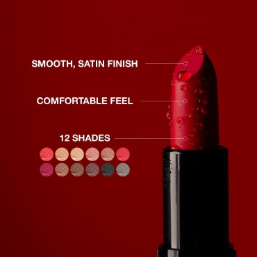KISS NEW YORK Professional Rich Pigmented Lipstick, Smooth Creamy Satin Finish, Long Lasting, Infused with Shea Butter and Vitamin E (Poppy)