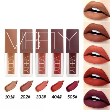 KlsyChry 5Pcs Matte Liquid Lipstick Makeup Set, Matte Liquid Long Lasting Non-Stick Cup Lipstick Velvet Lip Tint Not Fade Waterproof Lipgloss Lip Plumper Gloss Packs for Women & Girls
