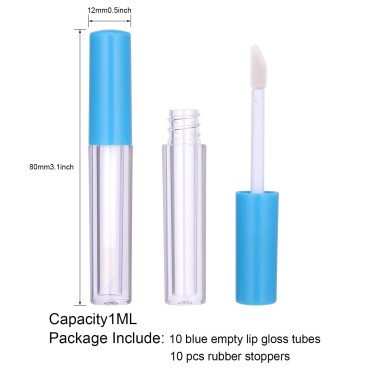 10Pcs Empty Lip Gloss Tubes Cute 1ml Blue Empty Li...