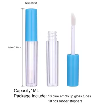 10Pcs Empty Lip Gloss Tubes Cute 1ml Blue Empty Li...