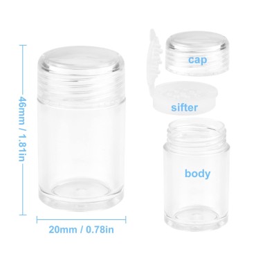 6 Packs Clear Plastic Loose Powder Jar 10 ml Empty...