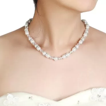 FXmimior Bridal Jewelry Backdrop Necklace Rhinestone Back chain Jewelry For Women