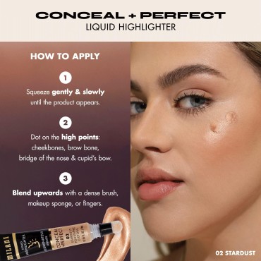 Milani Conceal + Perfect Liquid Highlighter for Added Glow, Face Lift Collection - Lunar