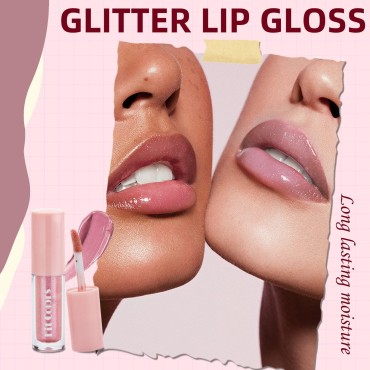 HOSAILY 5 Colors Glitter Liquid Lipstick Set Metallic Diamond Shimmer Lip Gloss Waterproof and Long Lasting Sparkling Glitter Lipstick Glossy Lip Plumping Lip Oil Shinning Lip Gloss Set