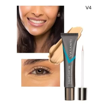 VASANTI Oil-Free Foundation & Concealer in 1 - Liquid Cover-Up (V4) - Full Matte Coverage Long Lasting Paraben-Free Vegan Friendly Makeup