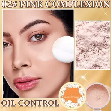 Loose Face Powder,Oil Control Loose Face Setting Powder Matte Flawless Finish Make Up Setting Powder Lightweight Long Lasting Finishing Powder Soft Natural Focus Effect Makeup(2#)