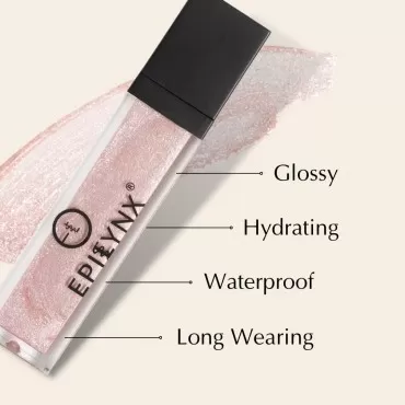 EPILYNX Vegan Glitter & Matte Liquid Lip Gloss - Moisturizing Formula for Hydration & Long Lasting Wear - Cruelty Free, Paraben Free, Gluten Free - Gloss, St. Tropez Light Pastel Pink