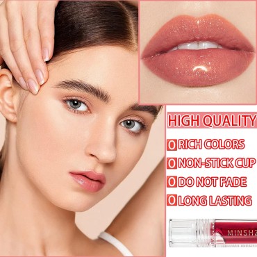 3 Pcs Lip Gloss Moisturizing Lip Oil Set,Plumping Lip Glow Oil Shimmer Lipgloss Tinted Lip Balm Clear Liquid Lipstick Set Long Lasting Hydrating Lip Tint
