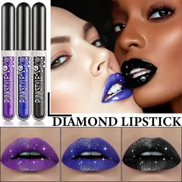 3Pcs Matte Glitter Liquid Lipstick Set,Glossy Shim...