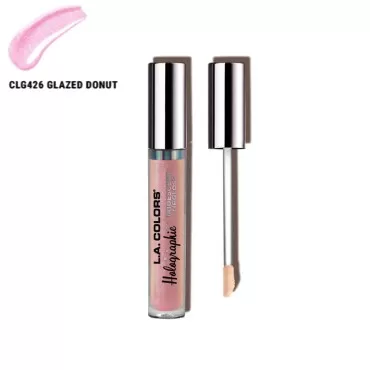 L.A. Colors Pick 1 Color Holographic Iridescent Lipgloss Lip Oil Lip Gloss Balm + Free Zipper Bag (CLG426 / GLAZED DT)