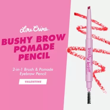 Lime Crime Bushy Brow Pomade Pencil, Valentine (Crimson Red) - 2-in-1 Brush & Pomade Pencil Gives Eyebrows Volume & Texture - Long-Lasting, Defining & Smudge-Proof - Vegan, Cruelty-Free