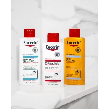 Eucerin Skin Calming Body Wash - Cleanses and Calms to Help Prevent Dry, Itchy Skin - 8.4 Fl Oz (Pack of 3)