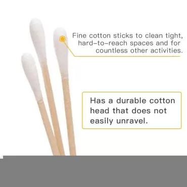 200 PCS Long Wooden Cotton Swabs, Cleaning Cotton ...