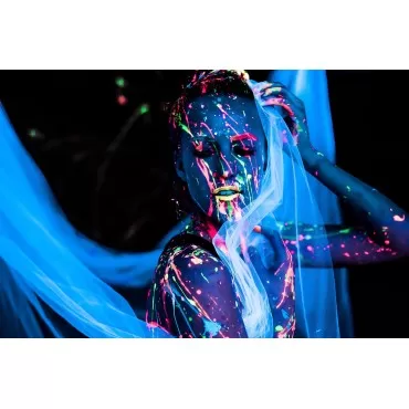 Midnight Glo Black Light Face and Body Paint (Set of 8 Bottles 0.75 oz. Each) - Neon Fluorescent Paint Safe On Skin, Washable, Non-Toxic