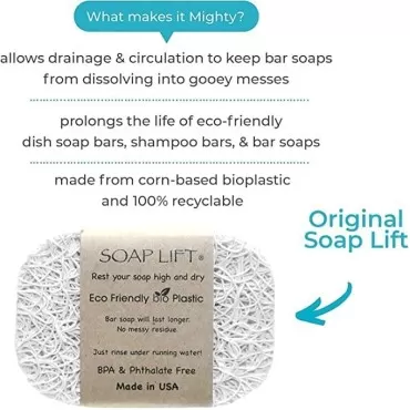MightyNest Lavender Scented Meliora Bath & Body Soap | Soap Bar with Self Draining Soap Lift Soap Saver Bundle | Vegan, All Natural and Eco-Friendly | Two Piece Set