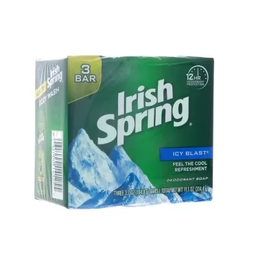 Irish Spring Deodorant Bar Soap, Icy Blast, 3.75 oz bars, 3 ea (Pack of 6)