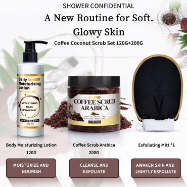 Coffee Scrub Body Exfoliator Skin Care Set, Moistu...