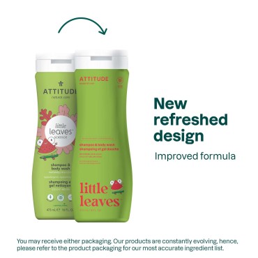ATTITUDE Kids Shampoo and Body Wash, EWG Safe Hypoallergenic & Vegan, Perfect for Sensitive Skin, Watermelon & Coco, 16 Fl Oz