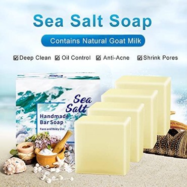 4 PC- ONIYEA Sea Salt Handmade Bar Soap 3.5 Oz Eac...