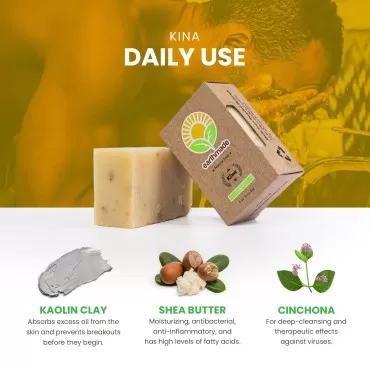 Earthmade Kina Natural Body Hand and Face Moisturizing Bar Soap|Handmade with Quinine/Cinchona Bark| Cold-processed for Men and Women|Contains Coconut and Olive Oil|No Chemicals| No Preservatives| SLS Free & Cruelty Free (1 Bar Soap, 6 Oz)