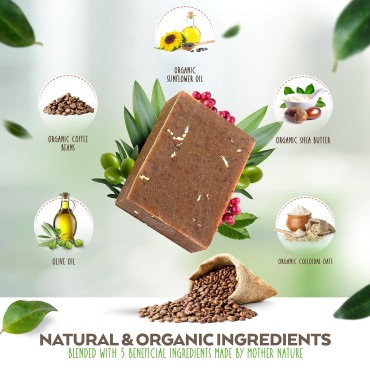 Aspen Kay Naturals Coffee & Oatmeal Exfoliating Soap, Natural and Organic Ingredients. A Wonderful Exfoliating Body Soap, For Men & Women. GMO Free. 4.5 oz Bar (1 Pack)