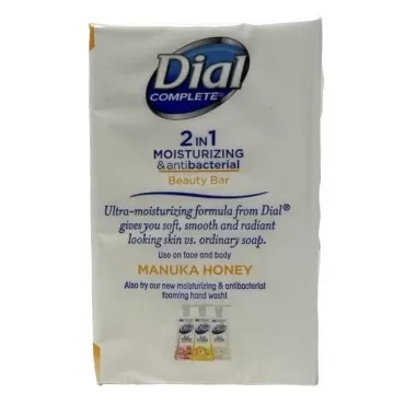Dial Complete Beauty Bar Soap - 2 in 1 Moisturizing & Antibacterial - Manuka Honey - 3 Count 3.2 OZ Beauty Bars Per Package - Pack of 2 Packages