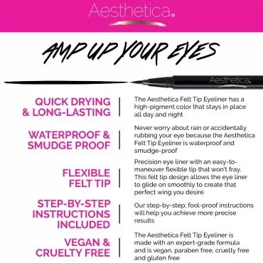 Aesthetica Felt Tip Liquid Eyeliner Pen - Fast-dry...