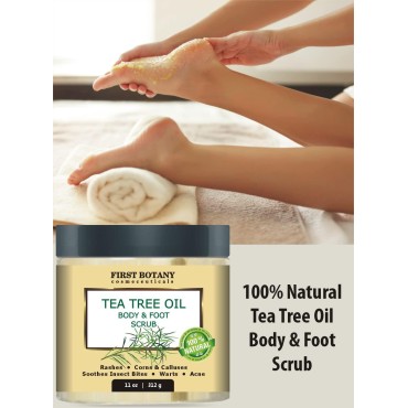 100% Natural Tea Tree Oil Body & Foot Scrub with D...