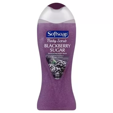 Softsoap Body Scrub - Exfoliating Body Wash - Blackberry Sugar - Net Wt. 15 FL OZ (443 mL) Per Bottle - Pack of 3 Bottles