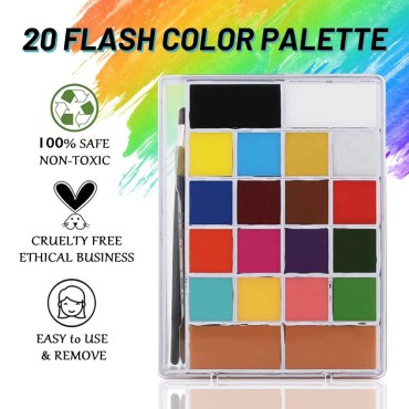 Face Body Paint Oil Palette, Professional 20 Colors Makeup Palette, Cosplay Costumes, Parties and Festivals Party Painting Kit For Kids and Adult