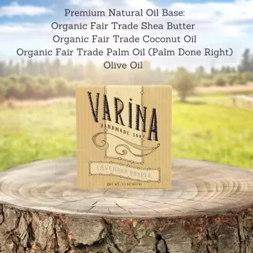 Varina Organic Lavender Purple Bar Soap - Gentle Cleansing for Sensitive Skin, Herbal and Mint - 3 Pack - Experience Healthy and Glowing Skin