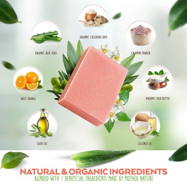 Aspen Kay Naturals Handmade Calamine Soap Bar for Face & Body - Organic Aloe Vera & Colloidal Oats - Natural Soap with Organic Skin Loving Oil - Gentle Soap - Made in the USA 4.5 oz