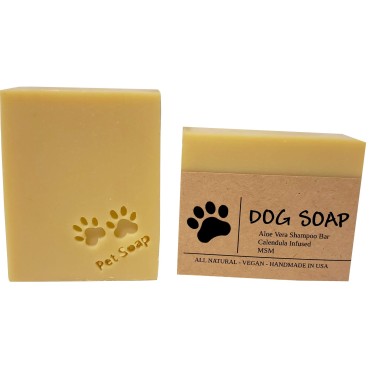 La Vie En Rose Natural Dog Shampoo Organic Virgin Coconut & Infused Calendula Soap Bar Handmade in USA for All Dogs. (2 Bars with 4.8 oz - 5.3 oz Each)