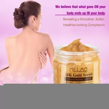 24 carat gold body scrub, exfoliating to remove de...