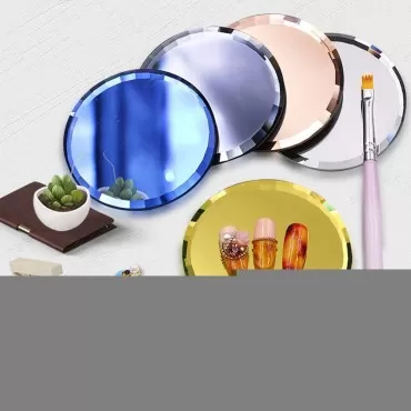 5Pcs Mirror Empty Nail Art Palettes Plate Round Gl...