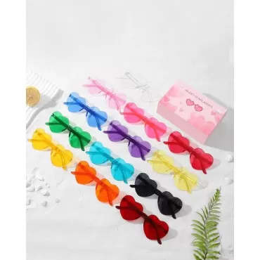 LYMOJOR 12 Pairs Heart Sunglasses for Women, Candy...