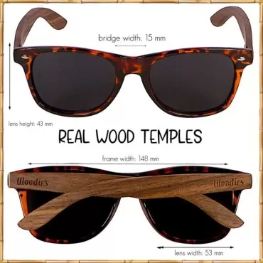 Woodies Walnut Wood Tortoise Shell Sunglasses for Men and Women | Polarized Lenses | 100% UVA/UVB Protection