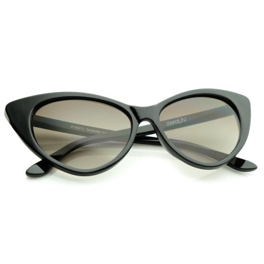zeroUV - Women's Retro Oversized High Point Cat Eye Sunglasses 54mm (Black/Smoke Gradient)