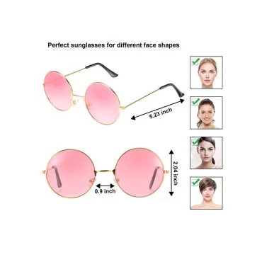 Blulu 10 Pairs John Hippie Sunglasses Retro Round ...