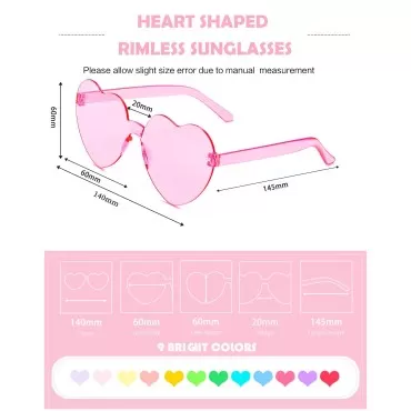 LYMOJOR 18 Pairs Heart Sunglasses for Women, Candy...