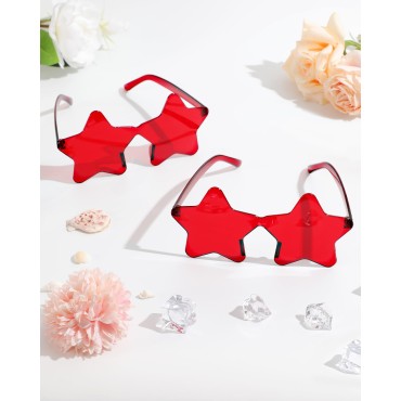 YWL 20 Pack Red Star Sunglasses Bulk Colorful Rimless Candy Color Fun Star Glasses for Women Men Party Favors