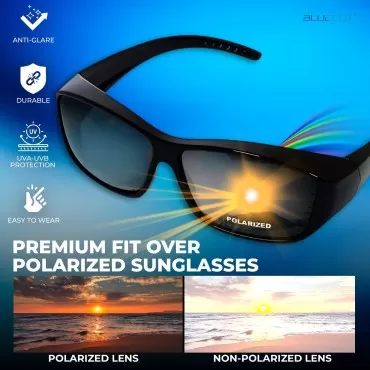 BLUE CUT Fit Over Polarized Sunglasses Solar Shiel...