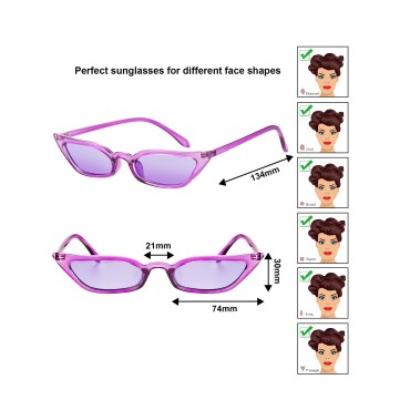 Zhanmai Retro Small Cat Eye Sunglasses Vintage Squ...