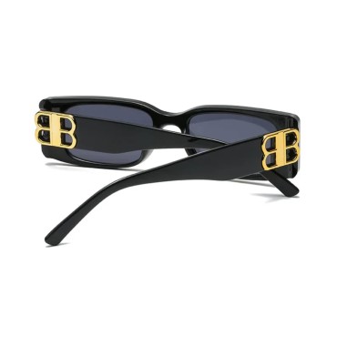 DUPER Black Rectangle Sunglasses Womens Trendy- Sunglasses - Mob Wife Aesthetic Black Sunglasses Woman, Designer Y2k Sunglasses For Womens From