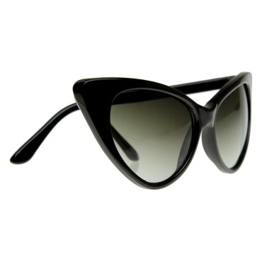 zeroUV Oversized Cat Eye Sunglasses for Women, UV400 Vintage Inspired Fashion Mod Chic High Pointed 70s Cateye Sunglasses 54mm (Black/Gradient)