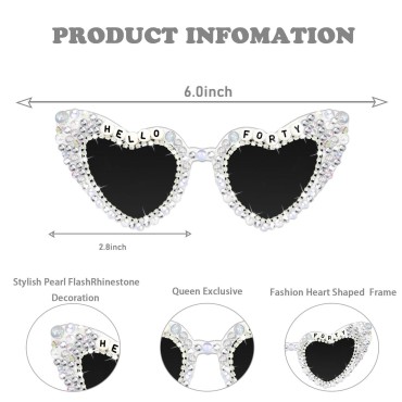 40th Birthday Glasses for Women, HELLO FORTY Sungl...