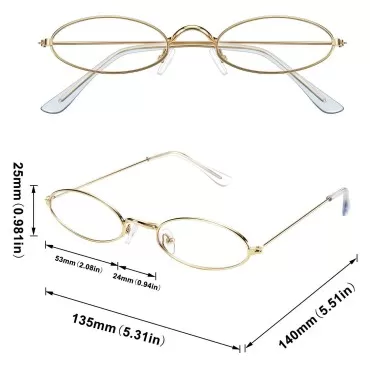 12 Pieces Vintage Oval Sunglasses Retro Slender Me...