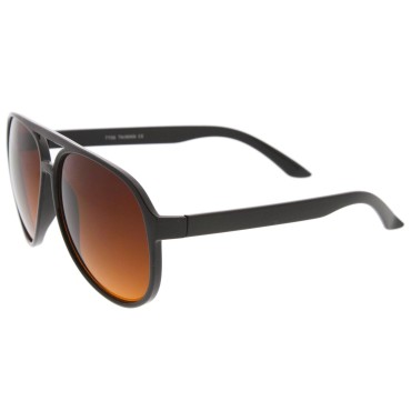 zeroUV Retro Large Blue Blocking Lens Aviator Sunglasses 60mm (Black/Orange Gradient)
