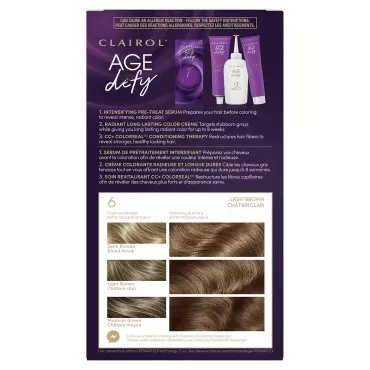 Clairol Age Defy Permanent Hair Dye, 6 Light Brown Hair Color, Pack of 1
