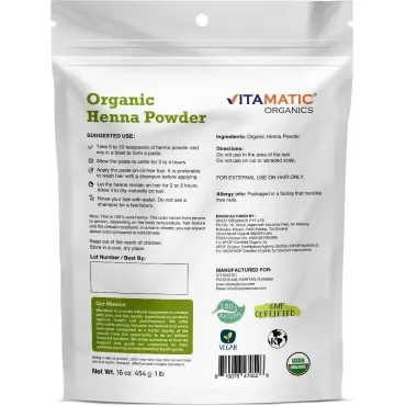 Vitamatic Certified USDA Organic Henna Powder - 1 ...